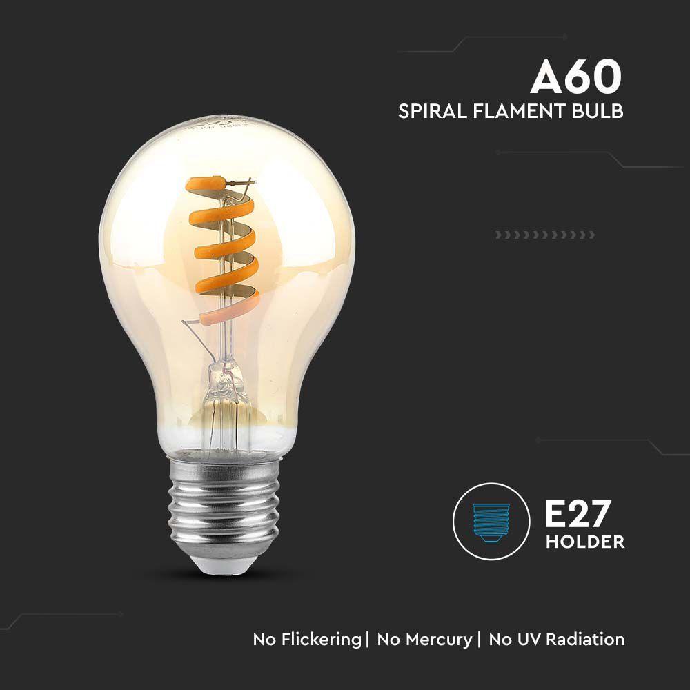 VT-2154 4W LED SPIRAL FILAMENT BULB AMBER 1800K