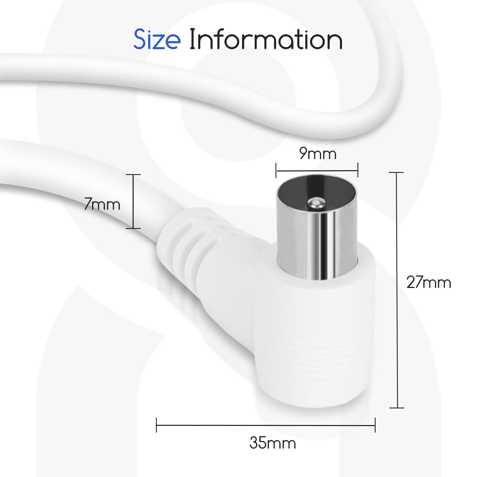 Kabel antenowy kąt prosty 3 m biały