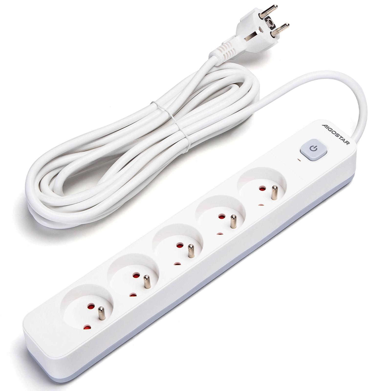 Power strips 5-way 5m H05VV-F 3G1.0m㎡ White and Gray