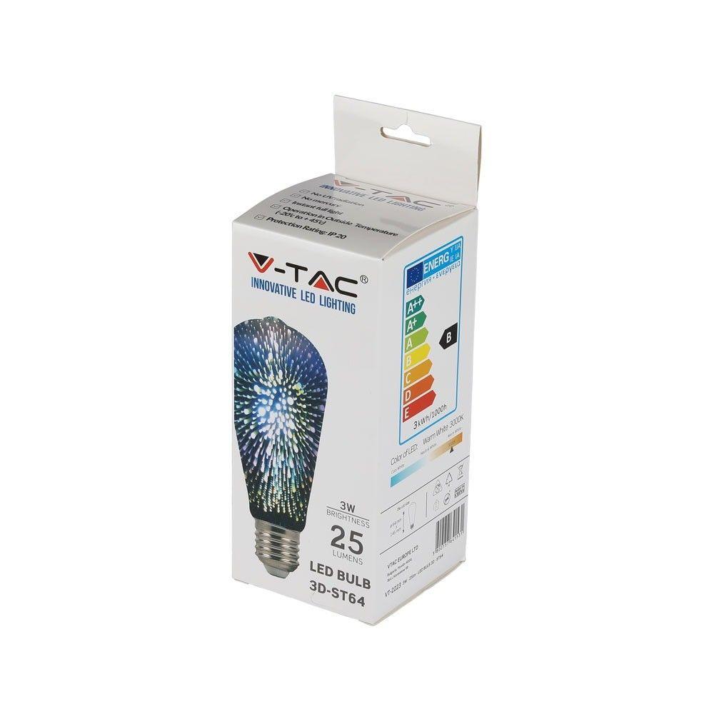 VT-2223 3W ST64 LED 3D FILAMENT BULB 3000K E27