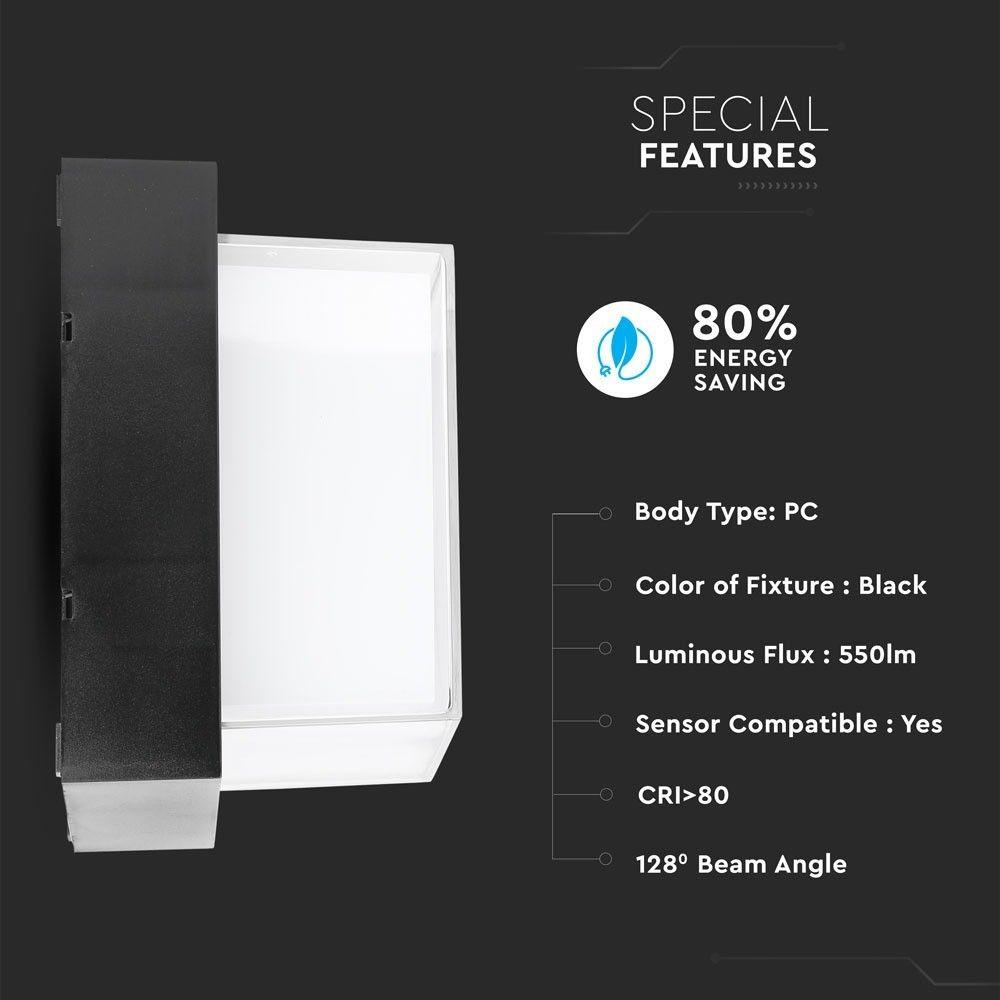 VT-831 6W LED WALL LIGHT 3000K BLACK-SQUARE