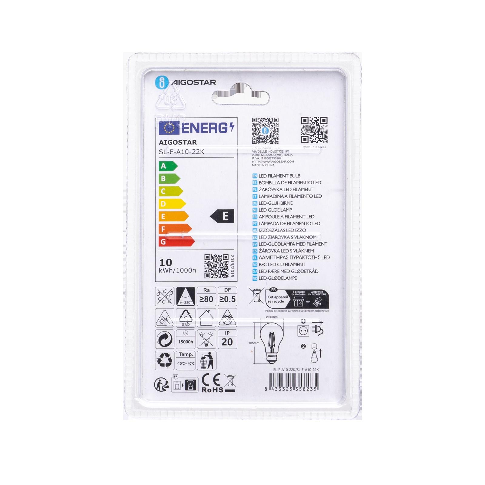 LED Filament Bulb (Amber) A60 E27 10W