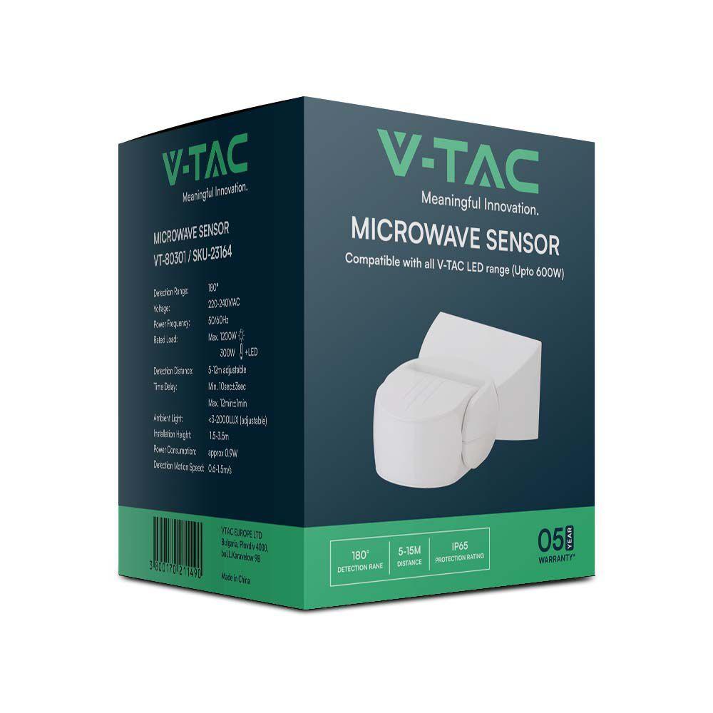 VT-80301 300W MICROWAVE MOTION SENSOR 180'D WHITE BODY IP65