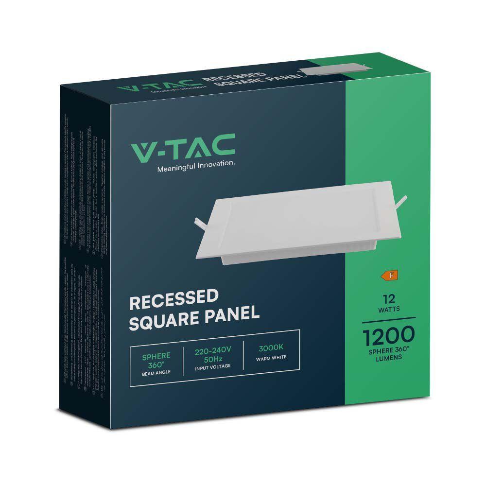 VT-61012 12W BACKLIT RECESSED PANEL 4000K SQ