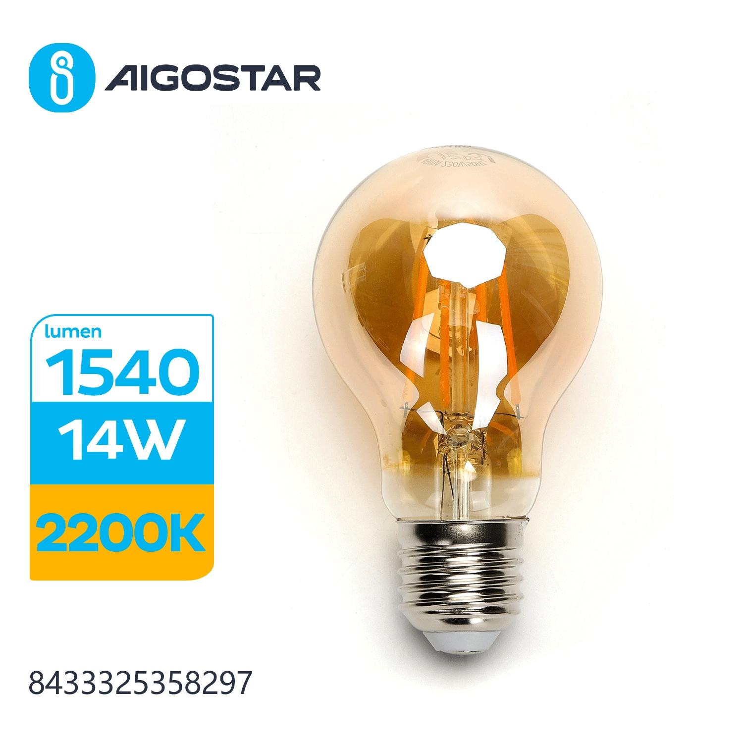 Żarówka LED Filament (Bursztynowa) A60 E27 14W