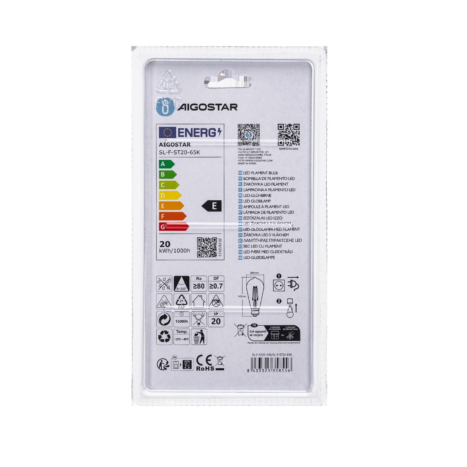 LED Filament Bulb (Clear) ST64 E27 20W