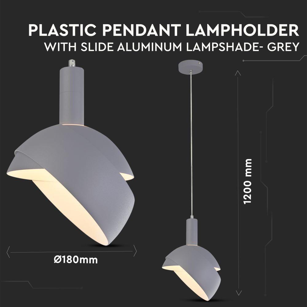 Lampa Wisząca, Regulowany kąt, Klosz: Aluminium, Trzonek:E14, Szary, VTAC, SKU 3922