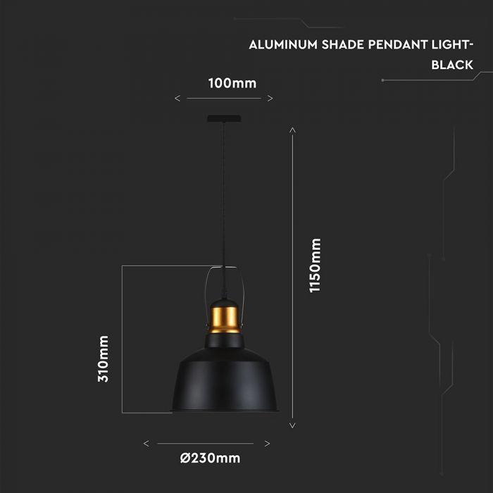 Lampa wisząca, Retro, Klosz: Aluminium, Czarny + Złoto, VTAC, SKU 3728