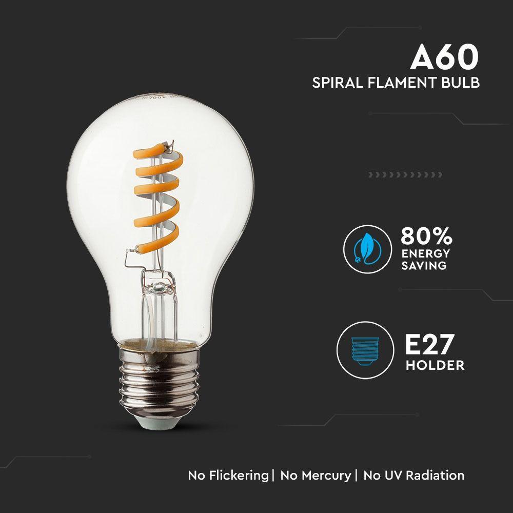 VT-2164 4W LED SPIRAL FILAMENT BULB-CLEAR 2700K