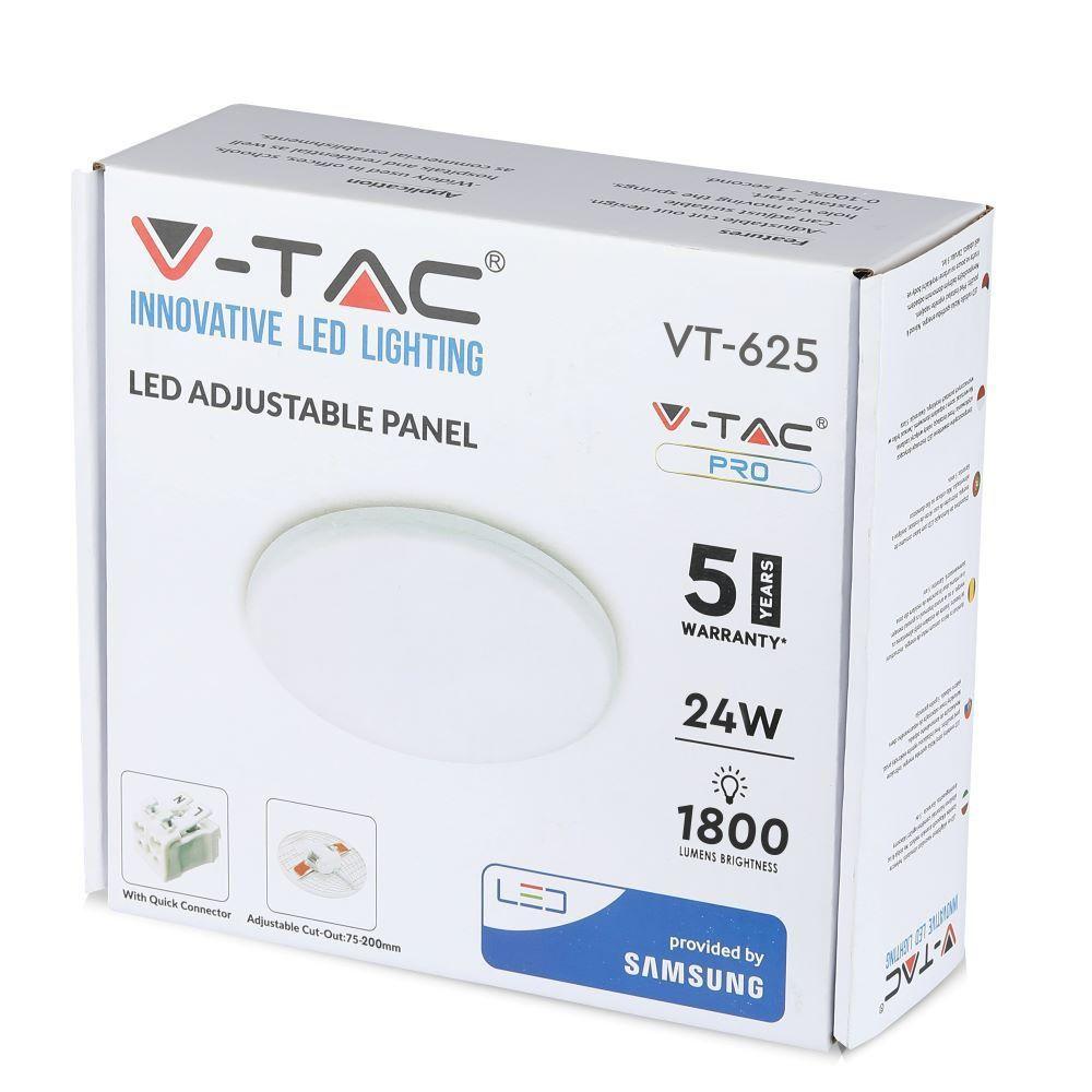 VT-625RD 24W LED ADJUSTABLE PANEL SAMSUNG CHIP 3000K ROUND