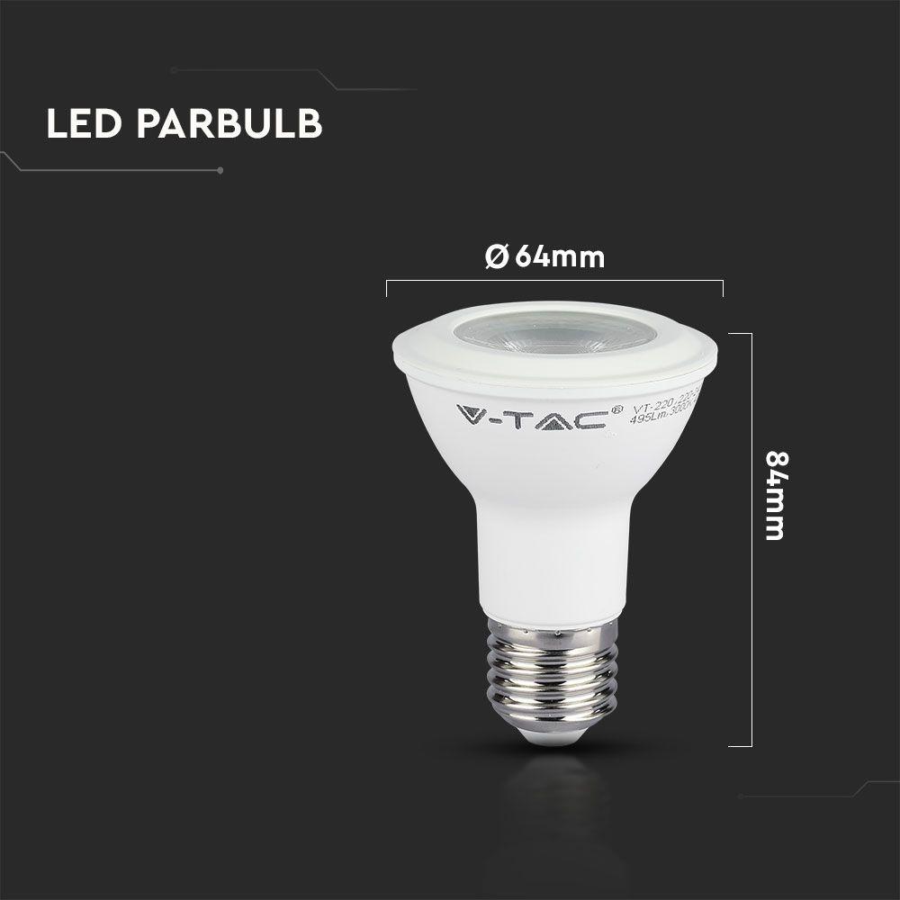 5.8W PAR 20 Żarówka LED, Chip SAMSUNG, Barwa:6500K, Trzonek:E27 , VTAC, SKU 21149