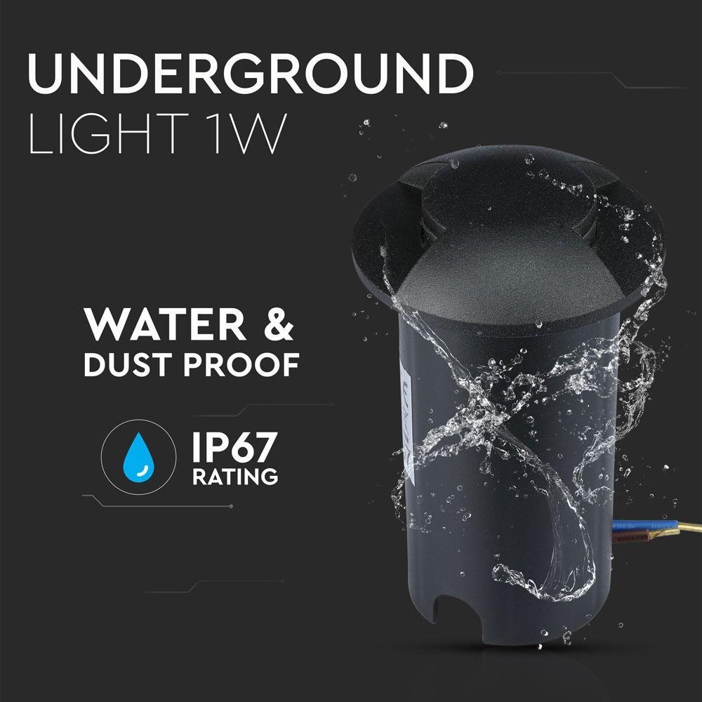 VT-1161 1W LED UNDERGROUND LIGHT(12V) 6500K-BLACK, IP67