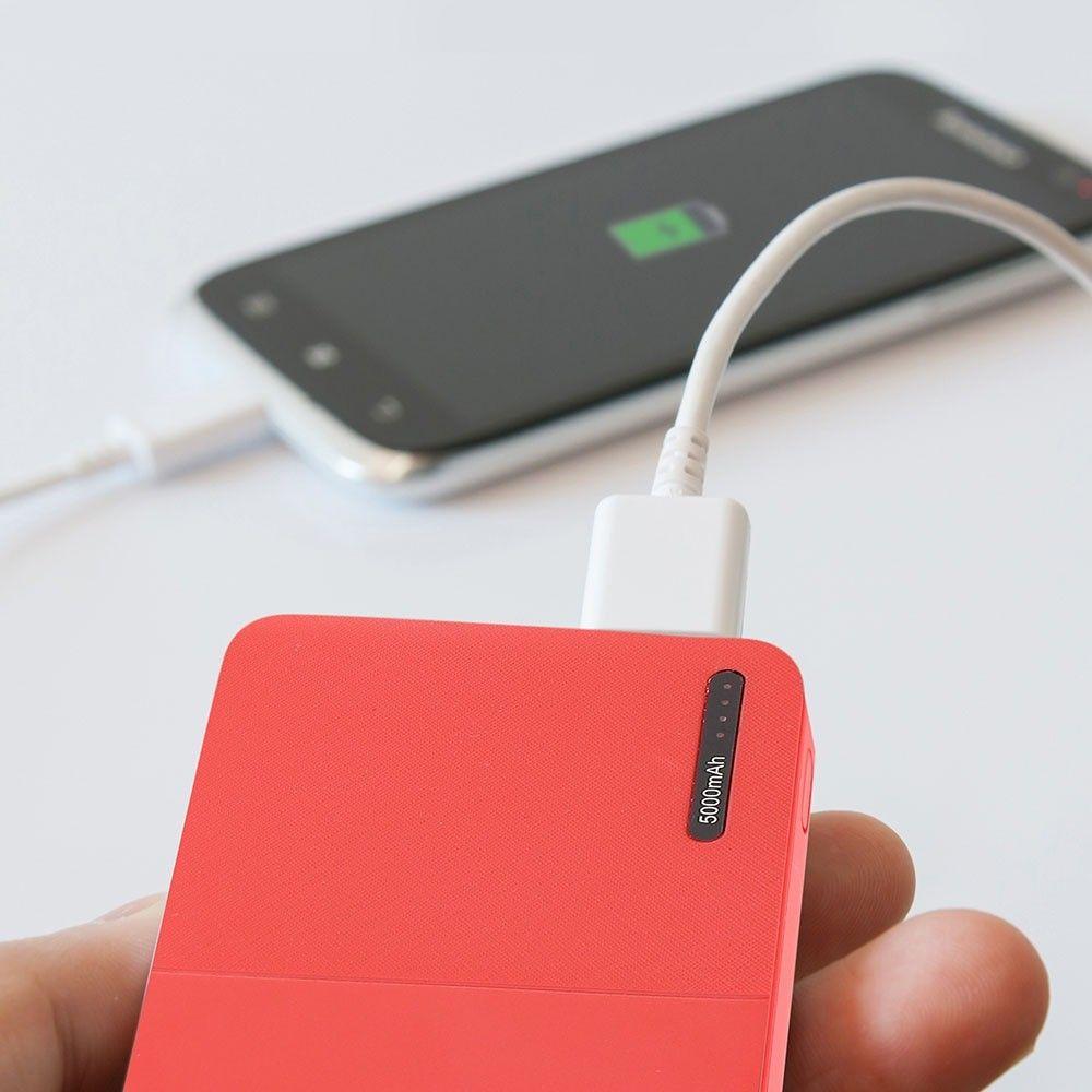 Power Bank, 3.7V/5000mAh, Czerwony, VTAC, SKU 8894