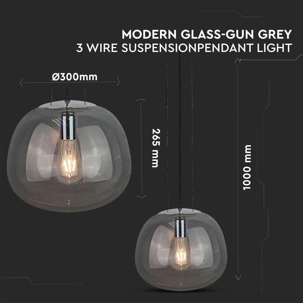 VT-7292 MODERN GLASS-GUN GREY-3 WIRE SUSPENSION PENDANT LIGHT D:290-E27