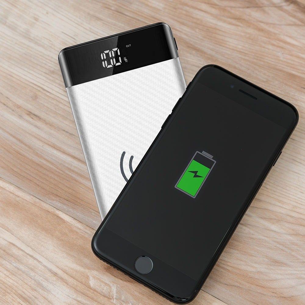 VT-3508 20000mah WIRELESS POWER BANK WITH MICRO USB CABLE-WHITE