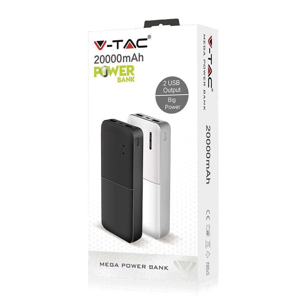 Power Bank, 3.7V/20000mAh, Czarny, VTAC, SKU 8903