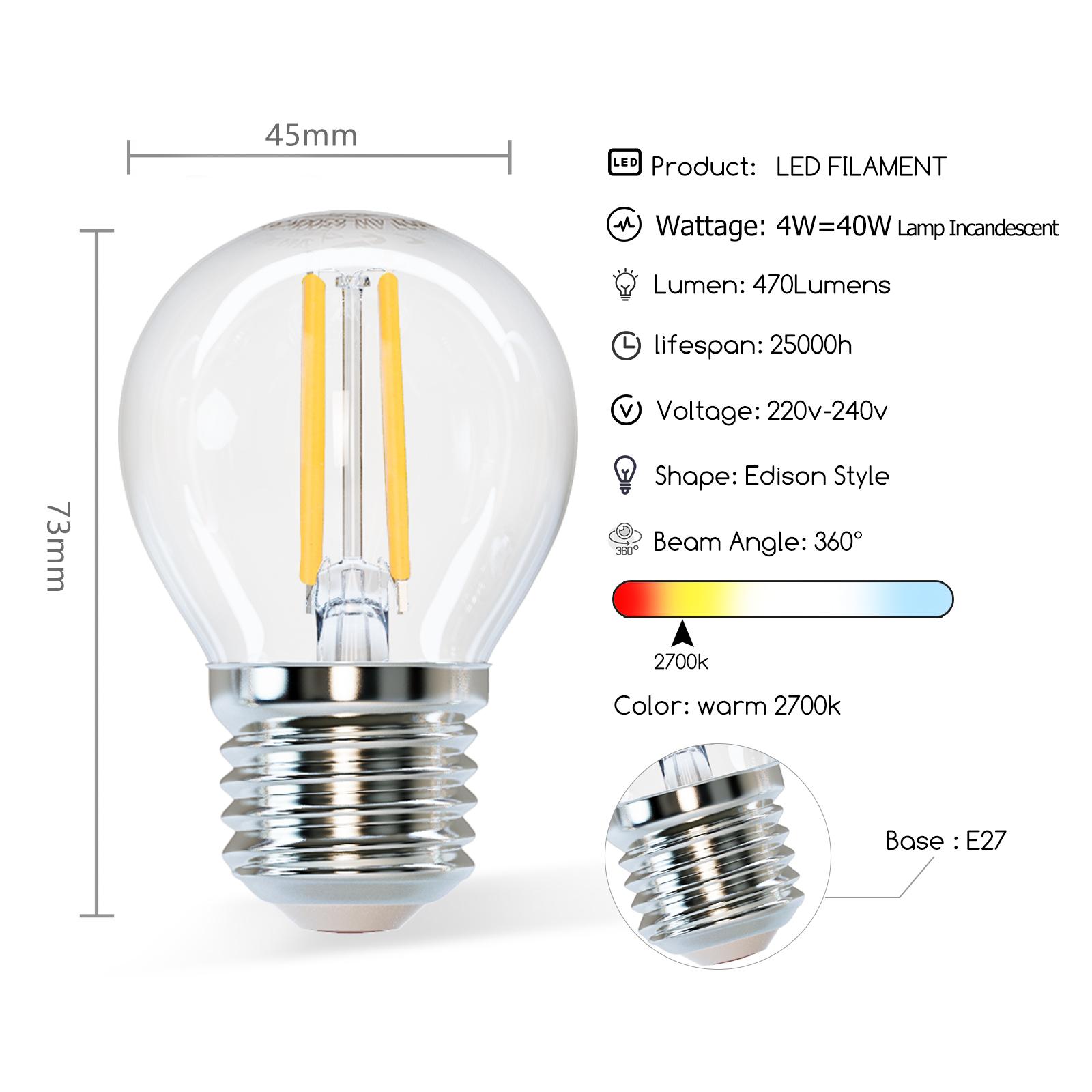 LED filament lamp G45