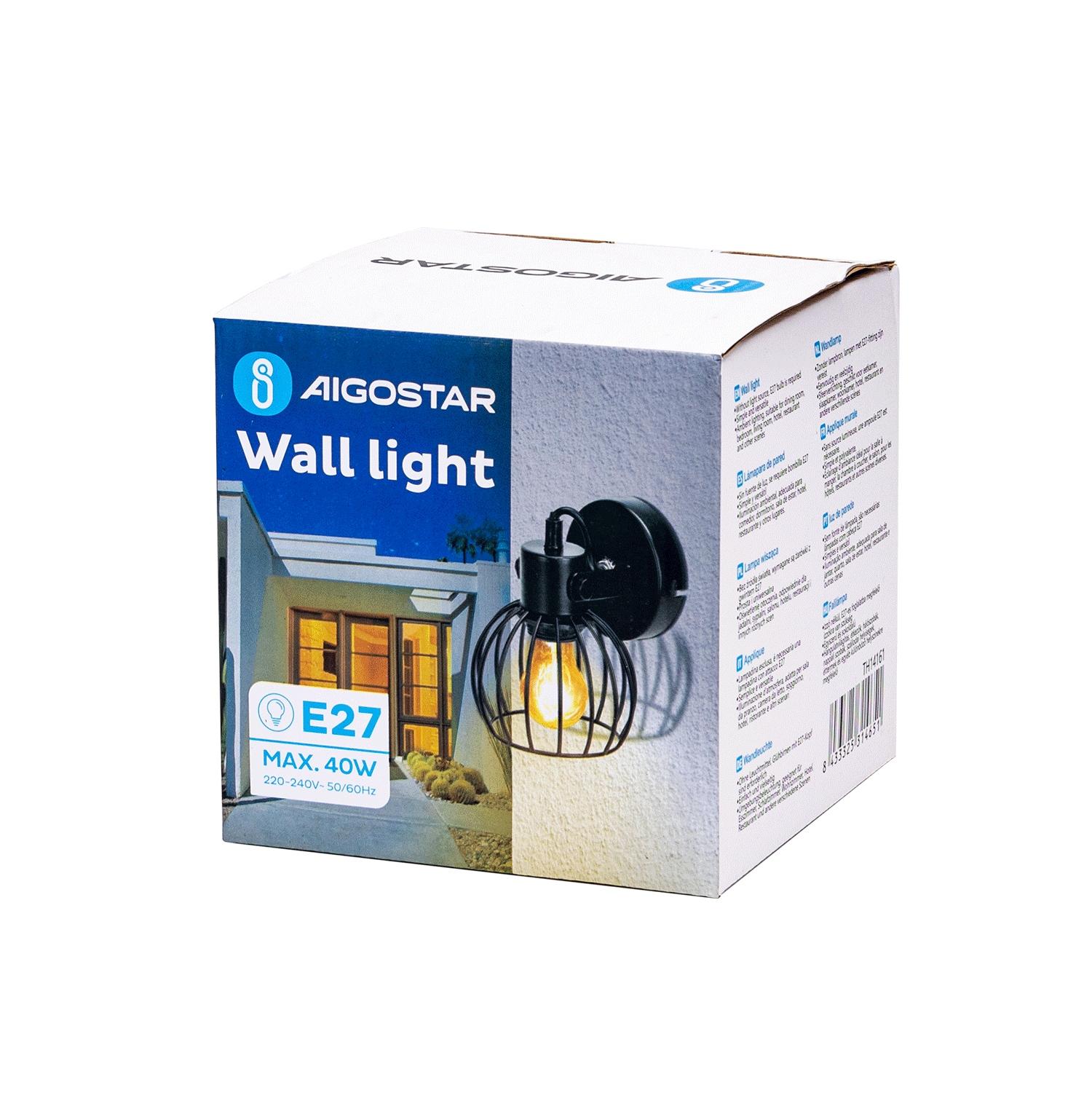 Metal wall light black (without light source) E27