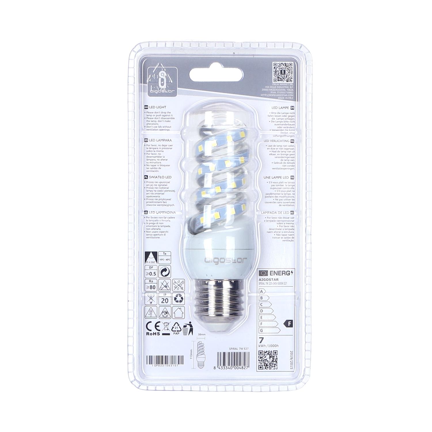 LED E27 7W Spiral tube