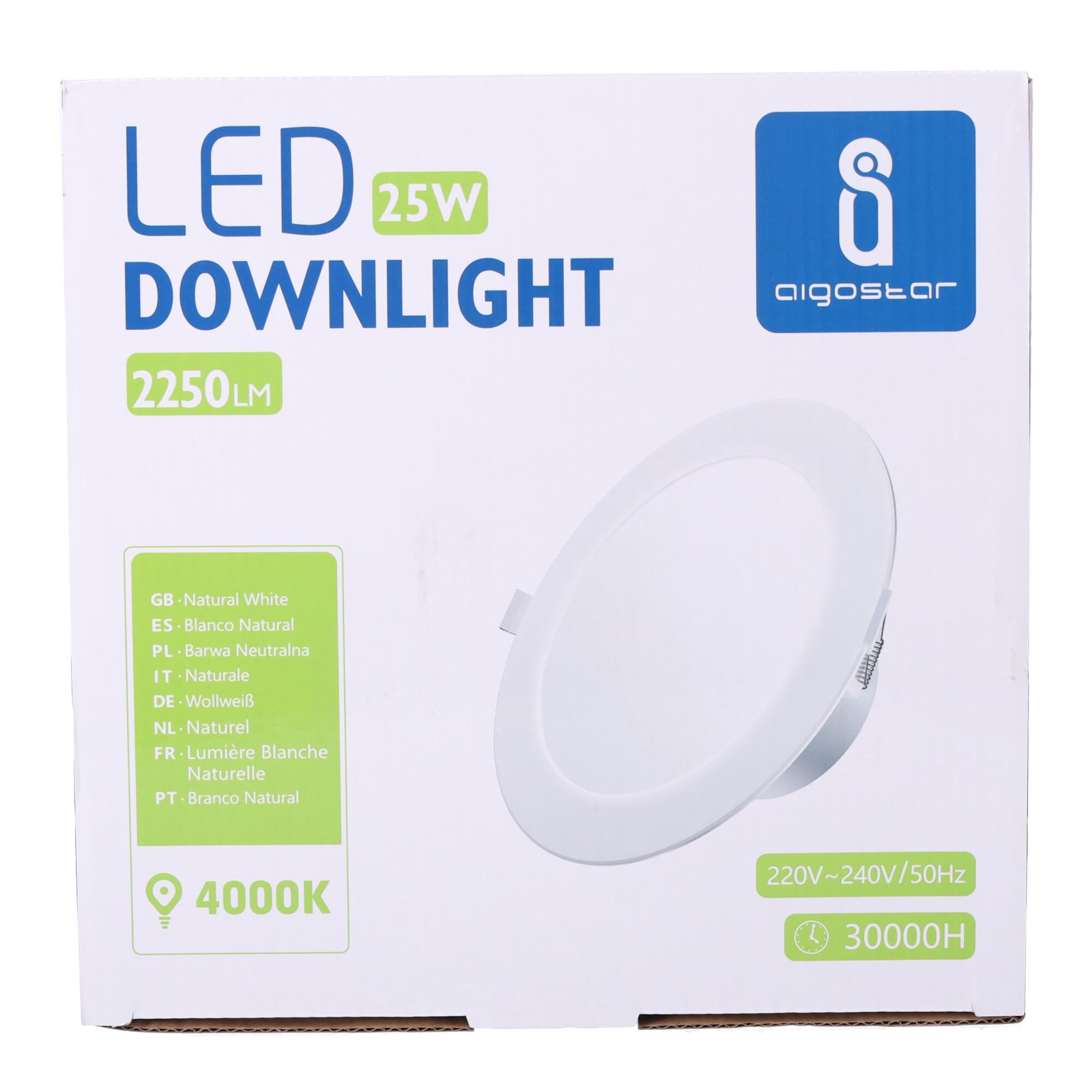 E6 LED  Flush-mounted Round Downlight 25W Natural Light