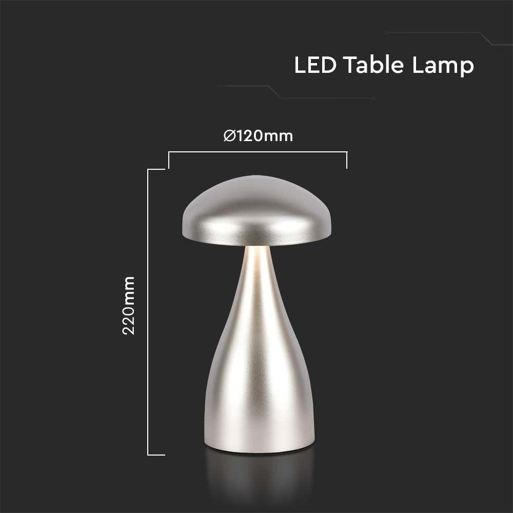 Lampka nocna LED zasilana bateryjnie, Wysokość:22cm, Bateria 1800mAh, Ściemnianie przez dotyk, Barwa:3w1, Obudowa: Szampańskie złoto, VTAC, SKU 7897