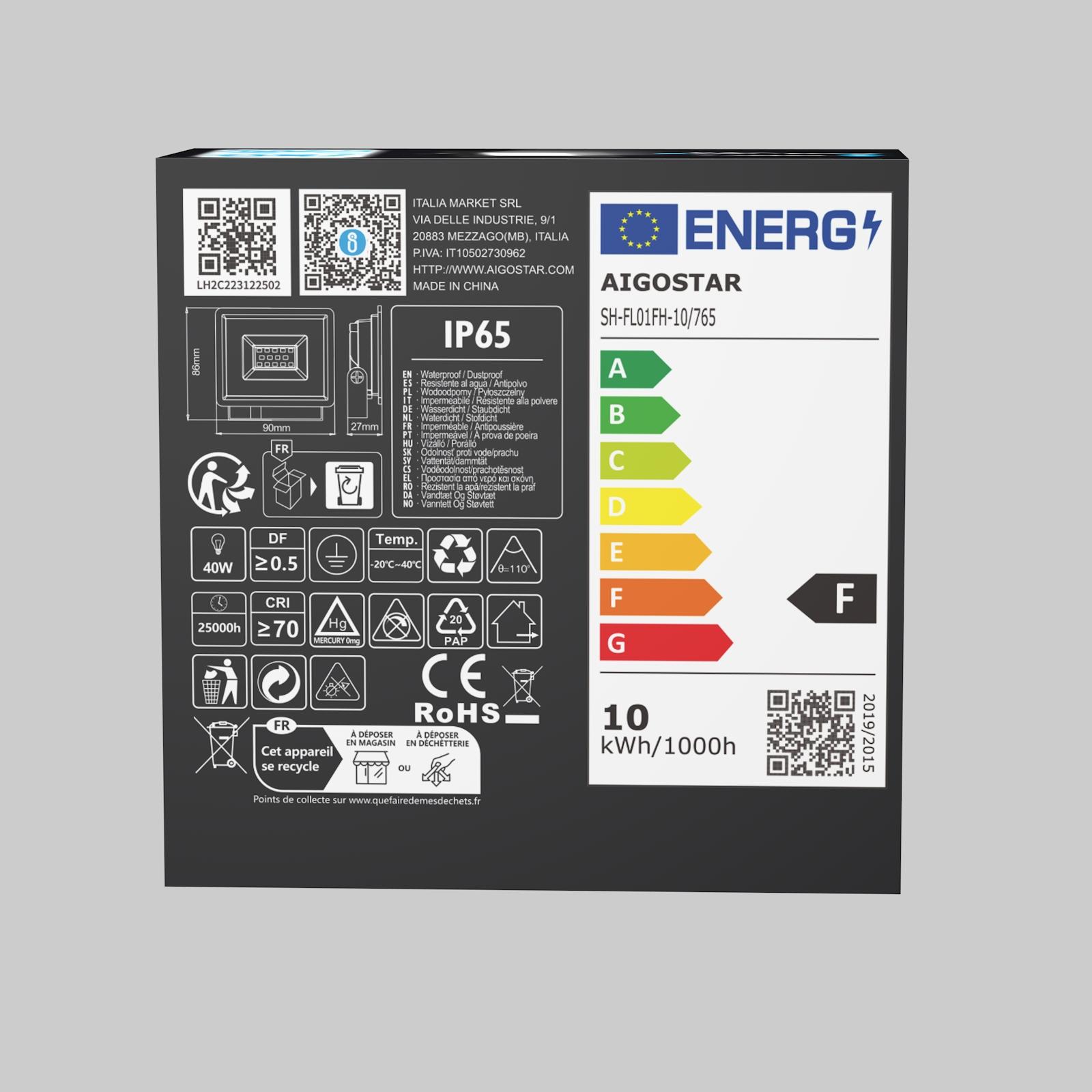 Naświetlacz LED 10W 750lm 6500K IP65(10W,6500K,IP65)