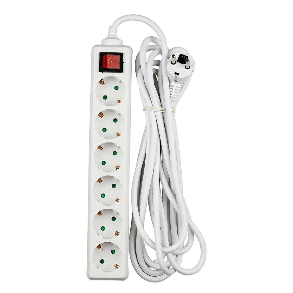 VT-1116-5 6WAYS SOCKET WITH SWITCH(3G1.5MM2 X 5M)-WHITE