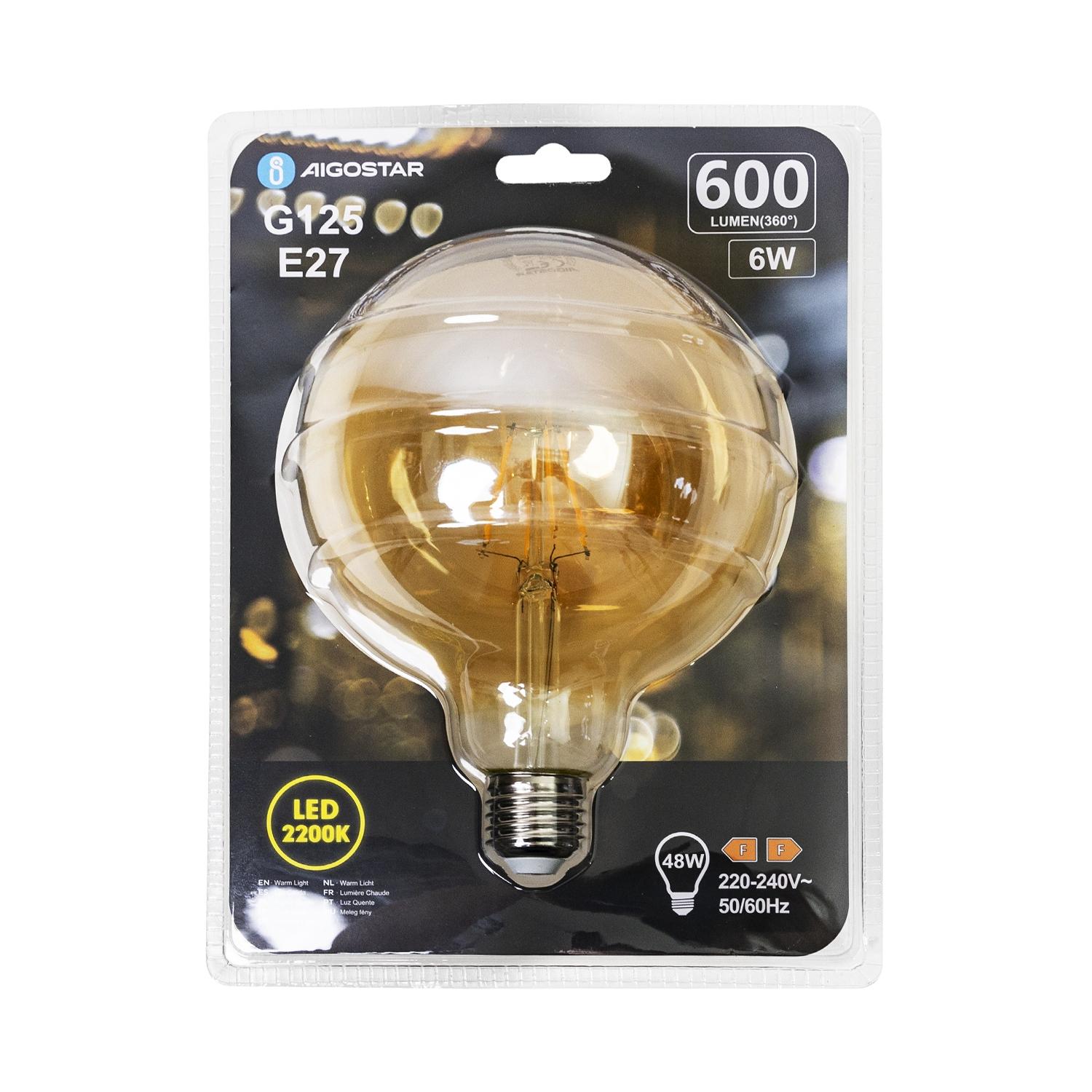 LED Filament Bulb (Amber) G125 E27 6W