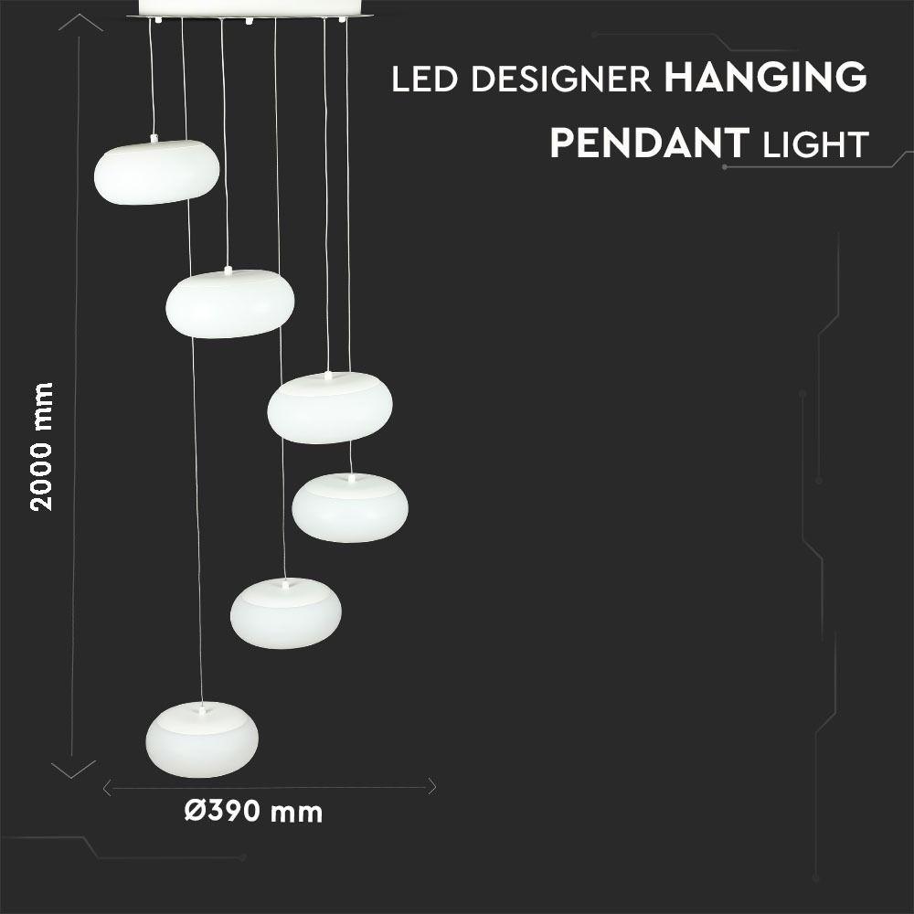 72W Lampa wisząca, Ściemnianie TRIAC, Barwa:3000K, Biały, VTAC, SKU 40011