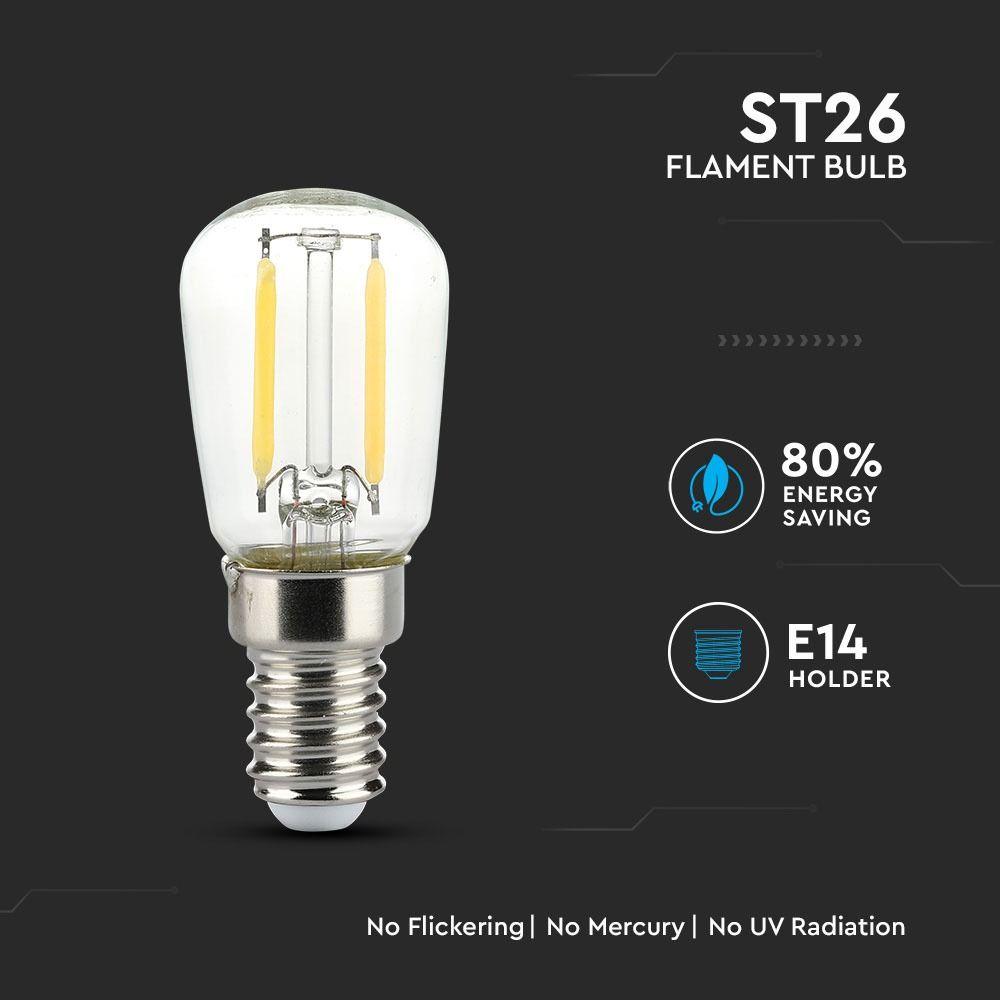 2W ST26 Żarówka LED Filament, Barwa:2700K, Trzonek:E14, VTAC, SKU 4444