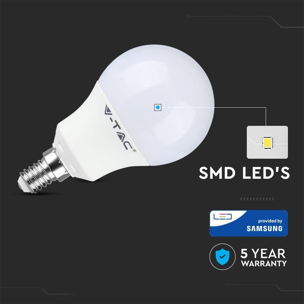 9W A60 Żarówka LED, Chip SAMSUNG, Barwa:6400K, Trzonek:E14, VTAC, SKU 116