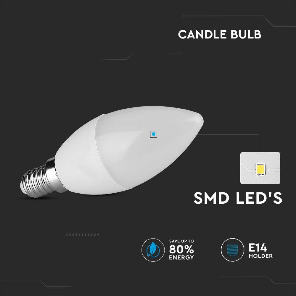 3.7W C35 Żarówka LED, Barwa:6500K, Trzonek:E14, VTAC, SKU 214122