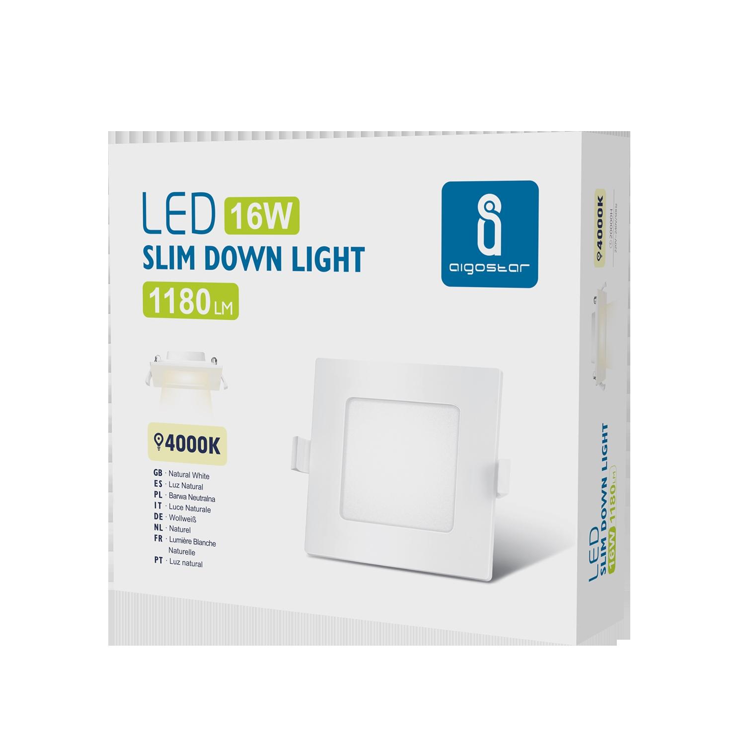 E6 LED Ultra-thin Flush-mounted Square Downlight 16W Natural Light