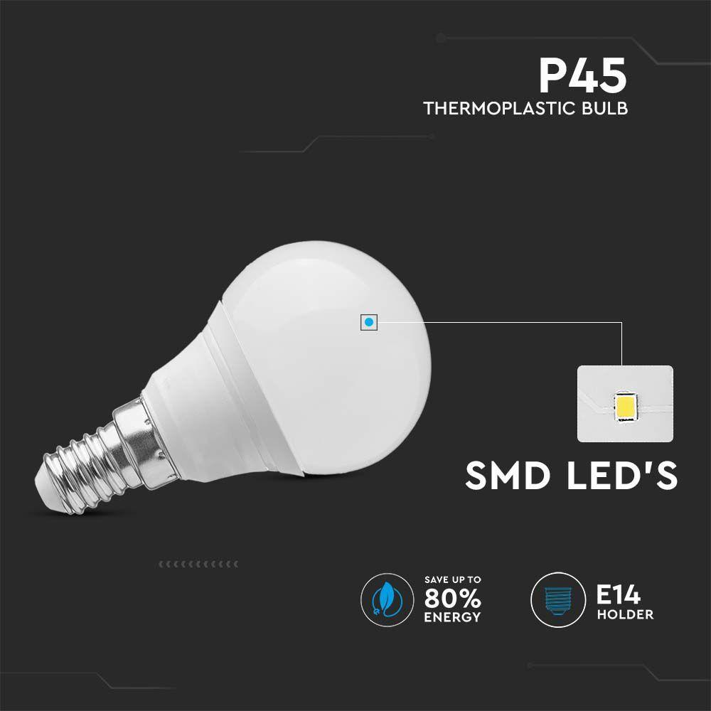 3.7W P45 Żarówka LED, Barwa:6500K, Trzonek:E14, VTAC, SKU 214124