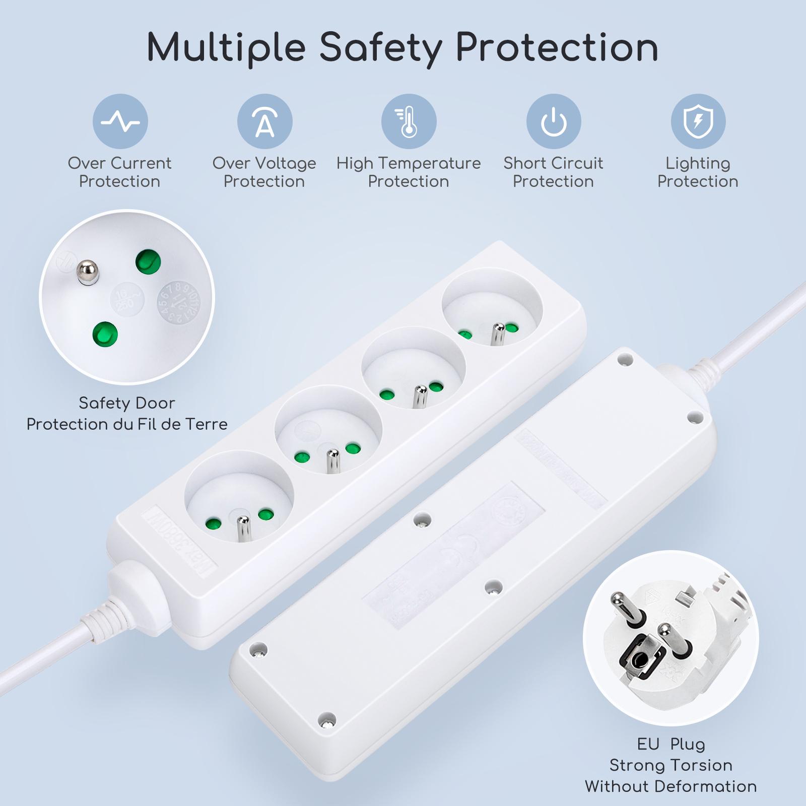 Power strips 4-way 3m H05VV-F 3G1.0m㎡ White