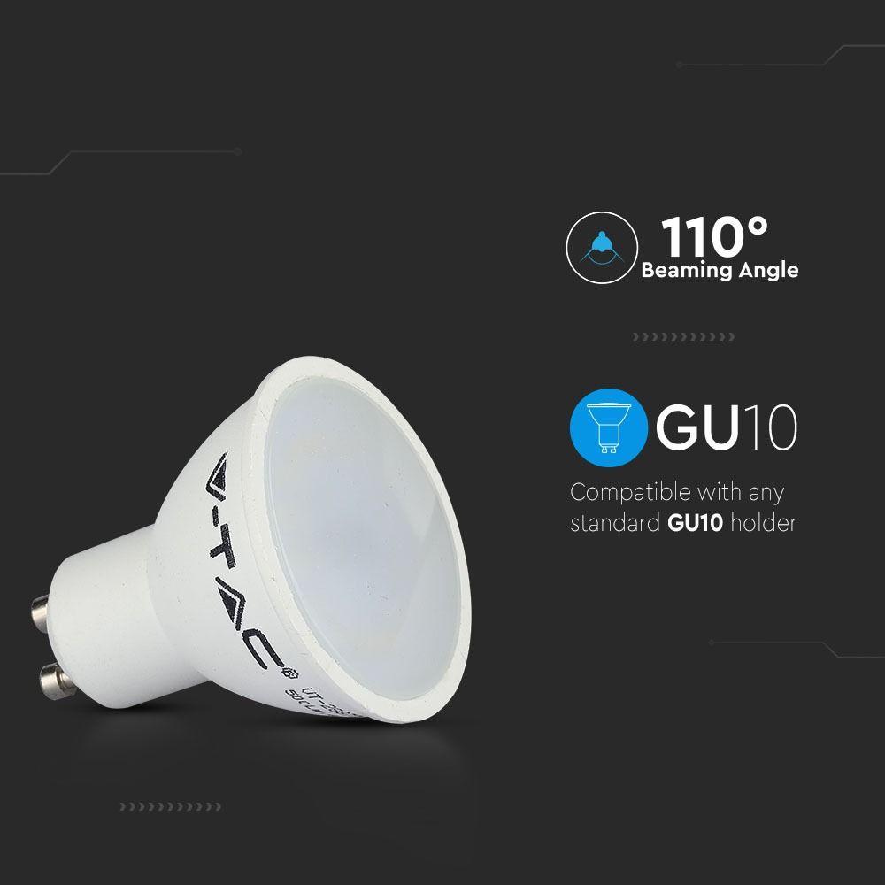 5W GU10 Żarówka LED, Klosz: Mleczny, Barwa:3000K, Opakowanie: 3szt., Trzonek:GU10, VTAC, SKU 7269