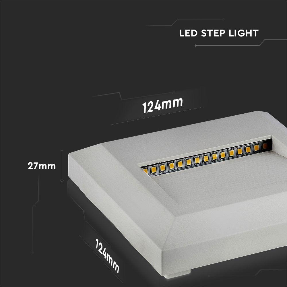 VT-1152 2W LED STEP LIGHT 3000K WHITE BODY SQUARE