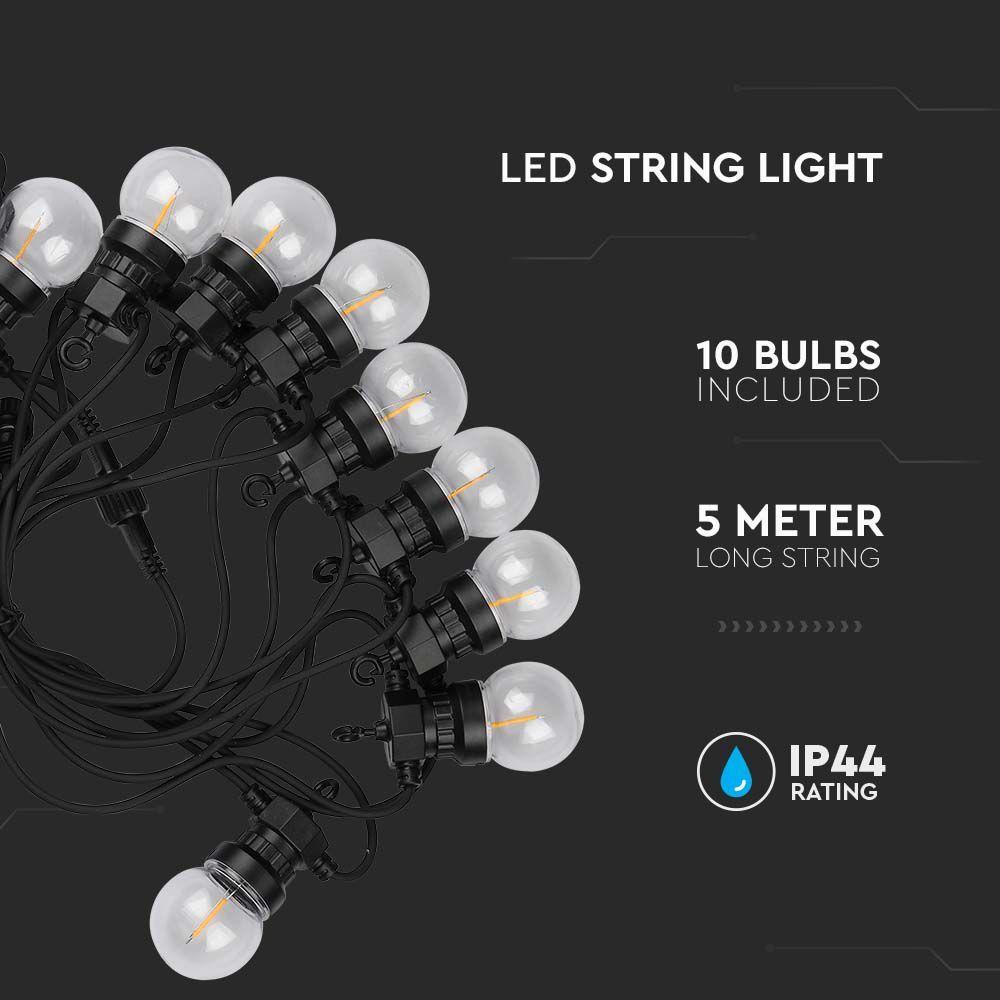 VT-71510 0.4W/BULB STRING LIGHT 5M 10 BULBS 3000K