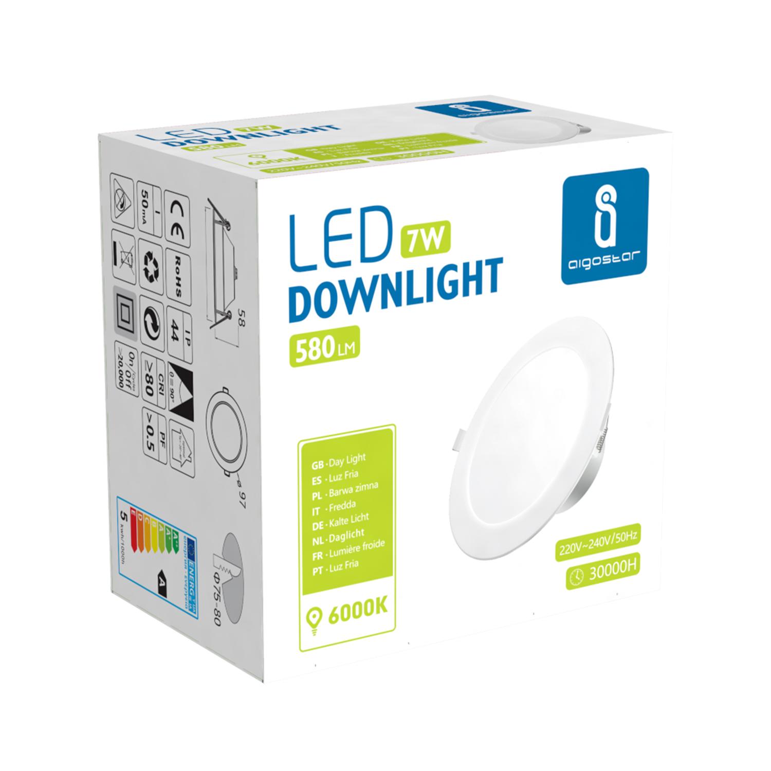 E6 LED  Flush-mounted Round Downlight 7W White Light