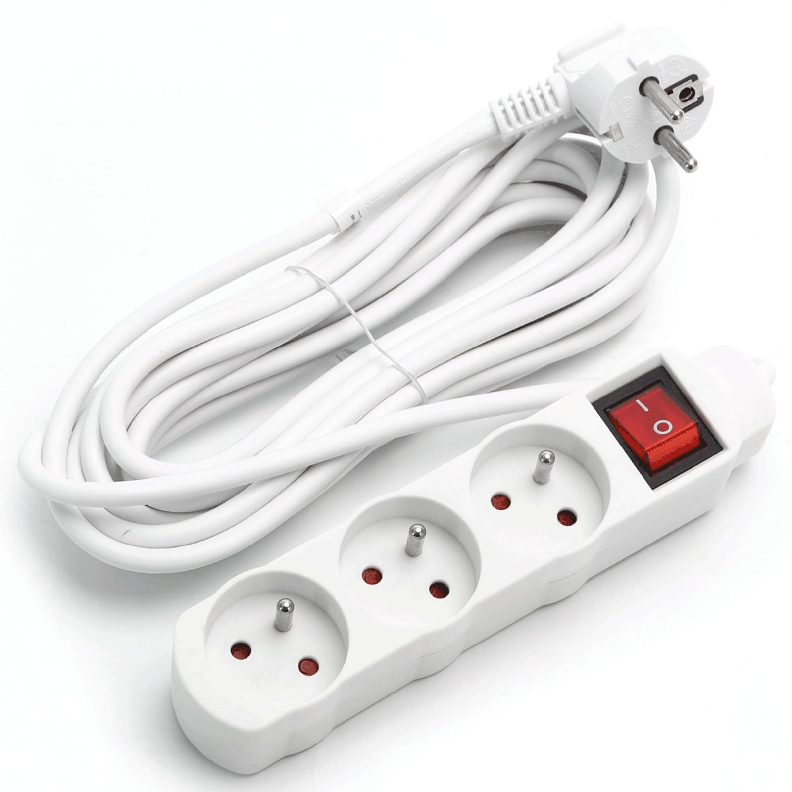 Power strips 3-way 5m H05VV-F 3G1.0m㎡ White