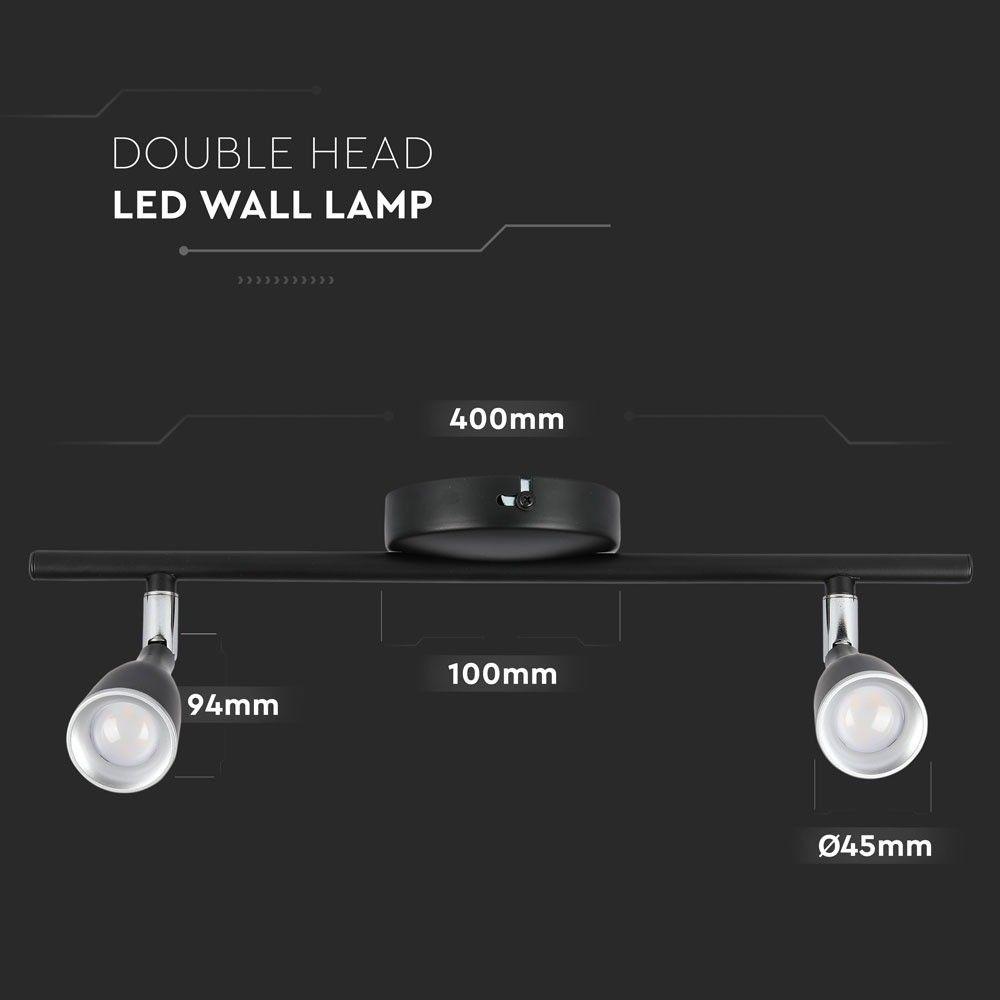 VT-810 9W LED WALL LIGHT(2 HEAD) 3000K BLACK