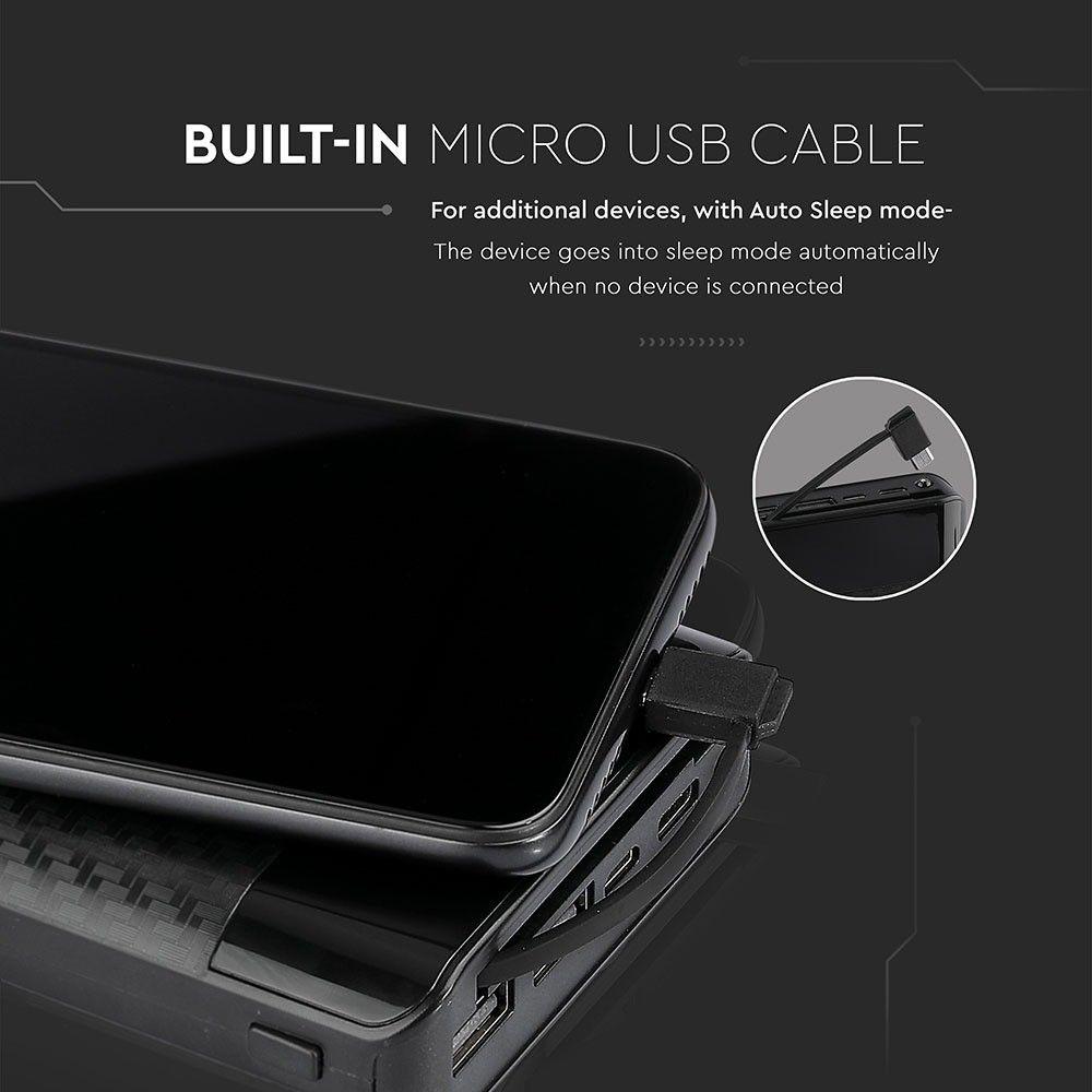 VT-3508 20000mah WIRELESS POWER BANK WITH MICRO USB CABLE-BLACK