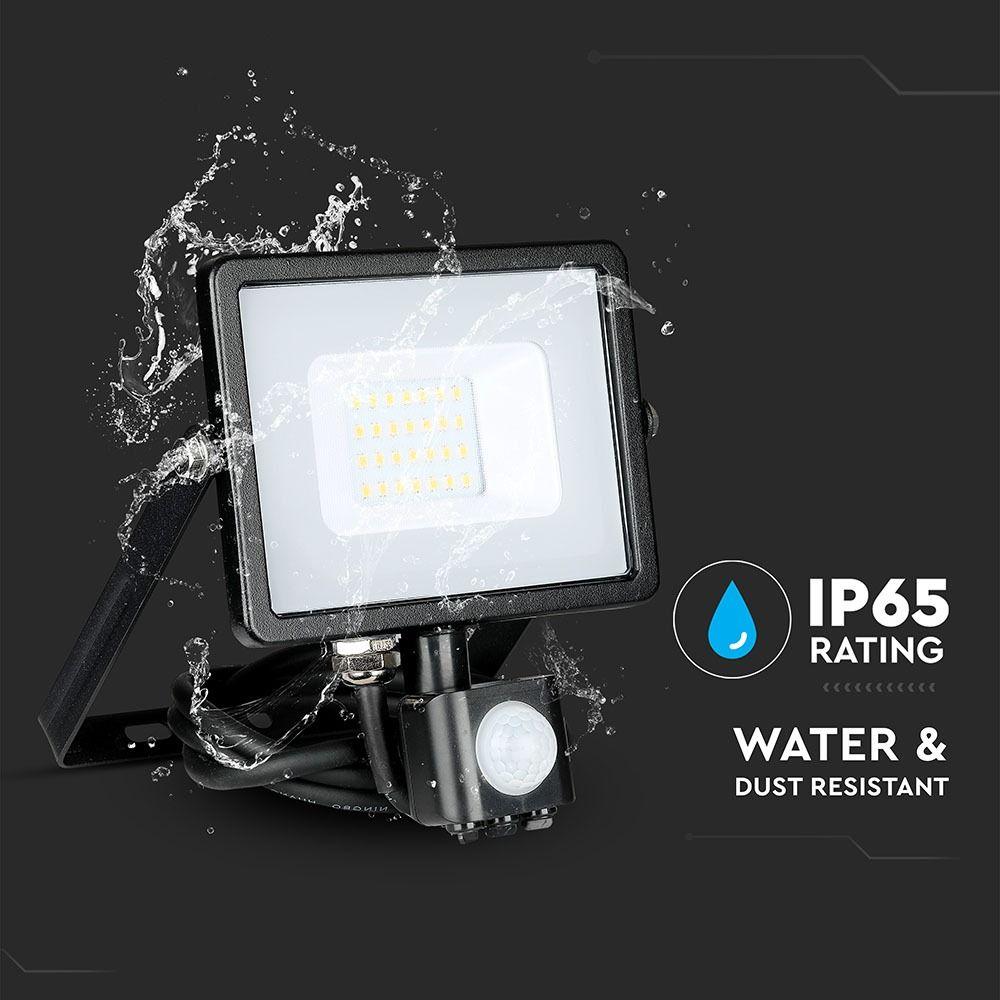 VT-20-S 20W SMD PIR SENSOR FLOODLIGHT SAMSUNG CHIP 6400K BLACK BODY