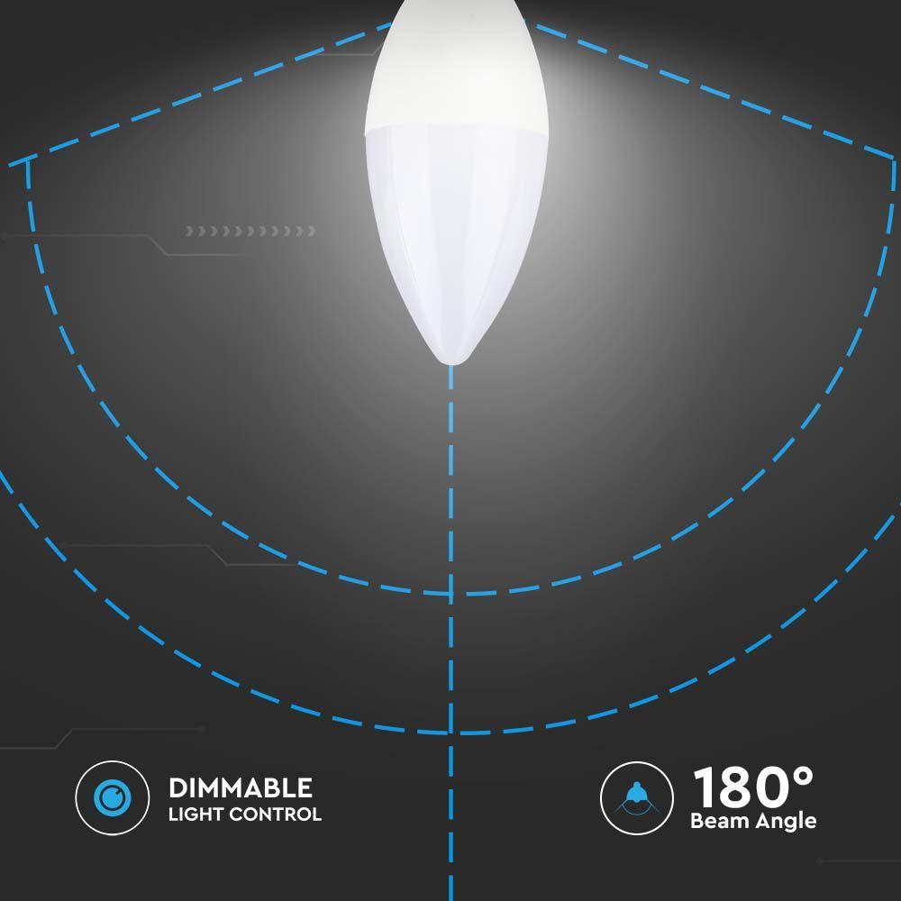 VT-293D 5.5W LED CANDLE BULB SAMSUNG CHIP 3000K E14 DIMMABLE