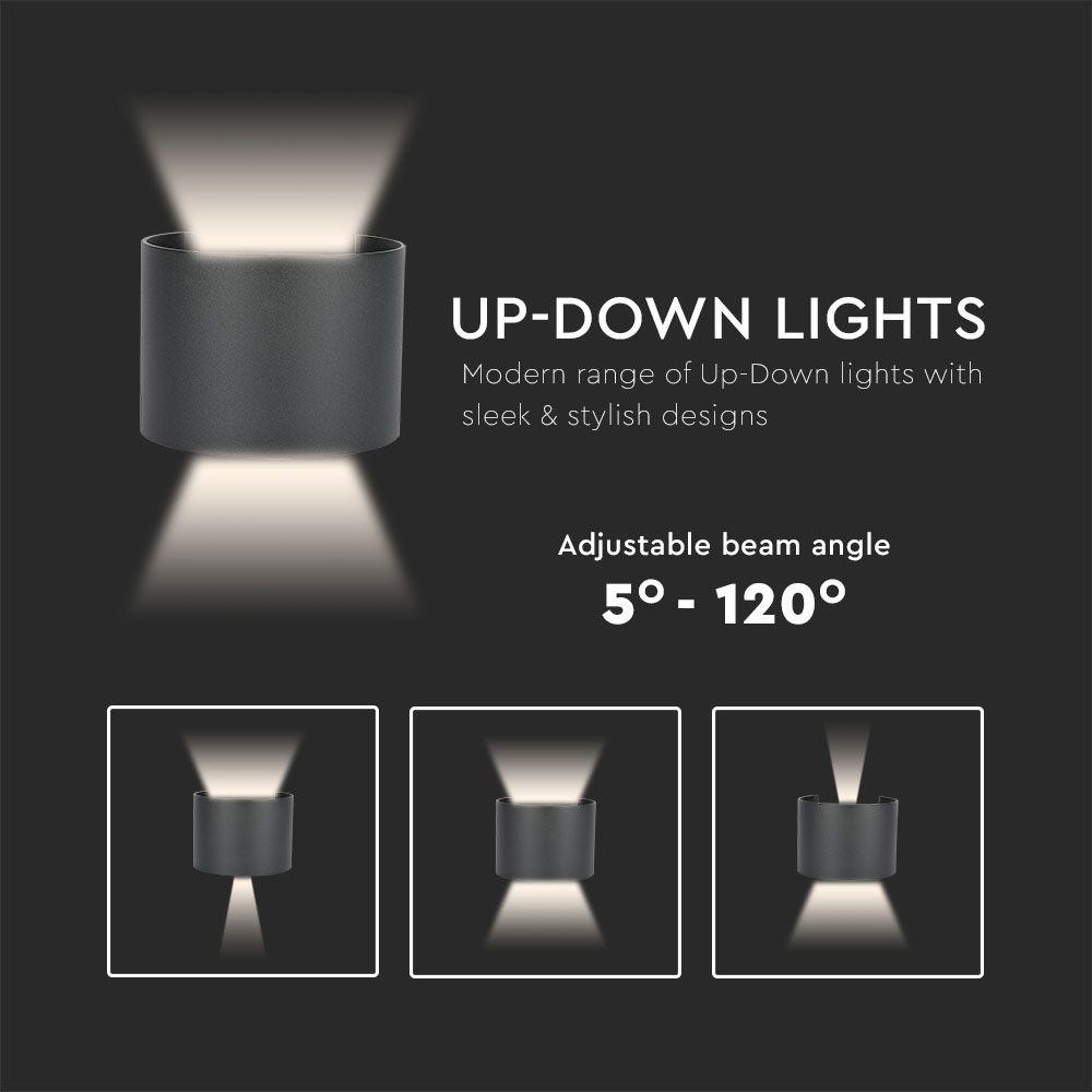 VT-756 6W LED UP-DOWN WALL LIGHT WITH BRIDGELUX CHIP 4000K BLACK ROUND