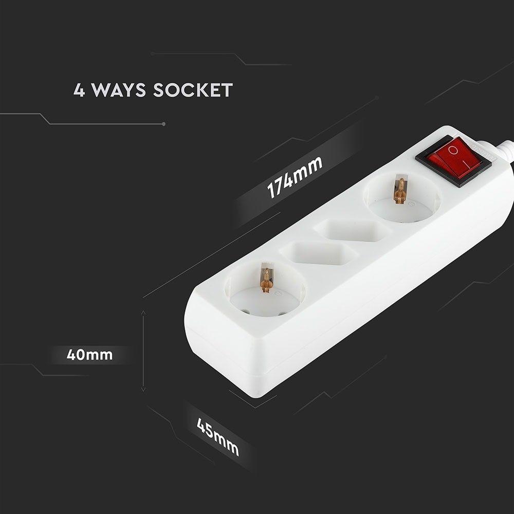 VT-1117 4 HOLES SOCKET WITH SWITCH(3G1.5MM2 X 1.5M)-WHITE