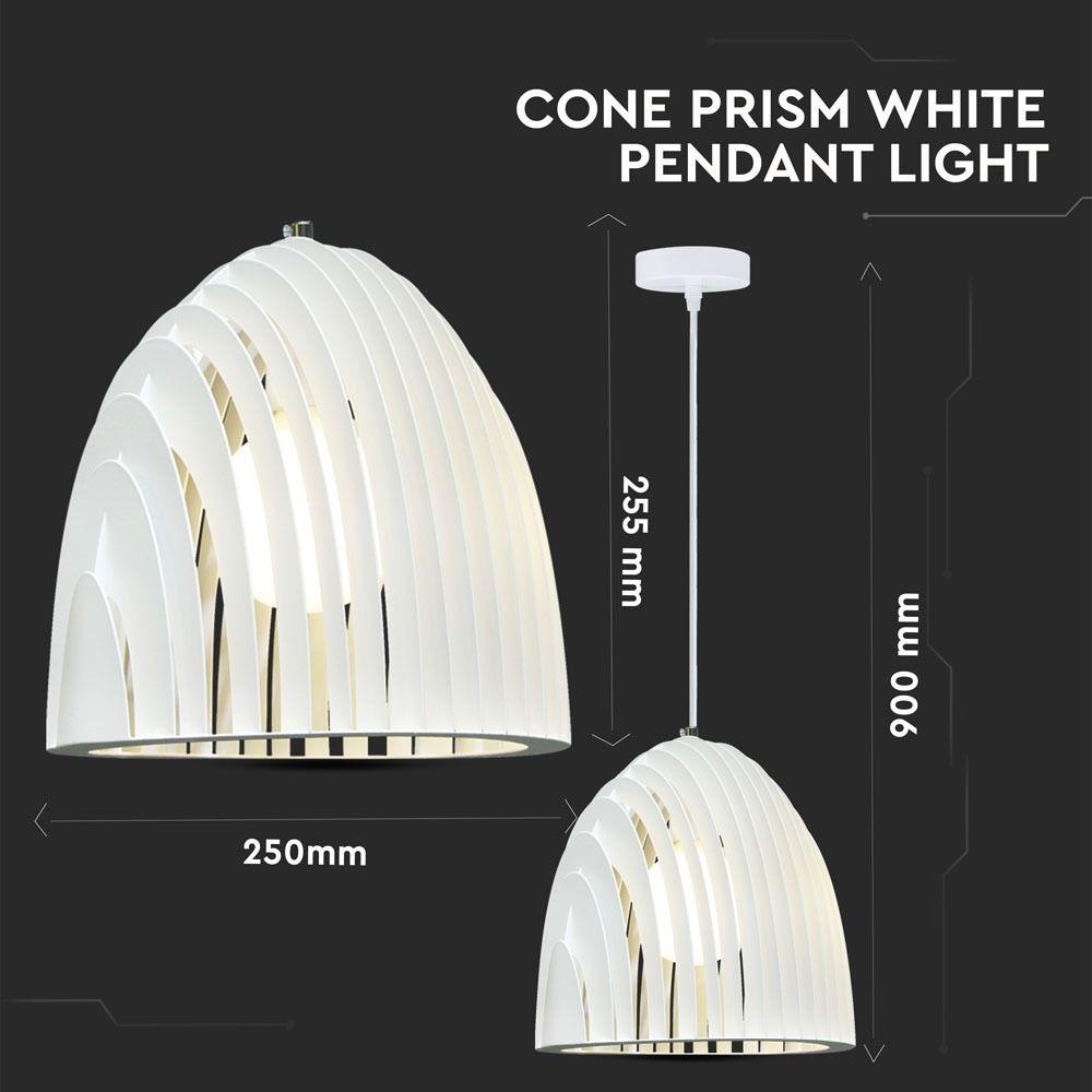 VT-7255 CONE PRISM WHITE PENDANT LIGHT(E27) D:250*270MM