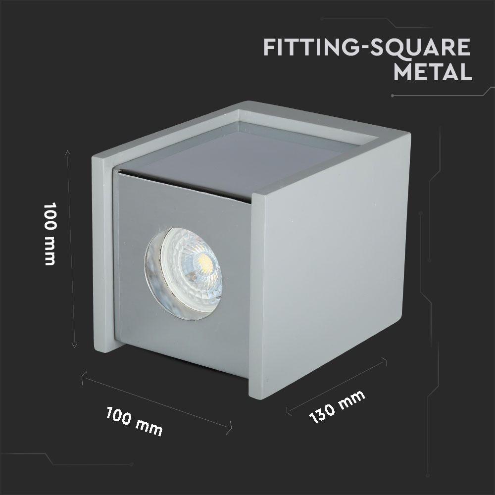 VT-860 GU10 GREY CONCRETE - METAL & GYPSUM SURFACE WITH CHROME BOTTOM (SQUARE)