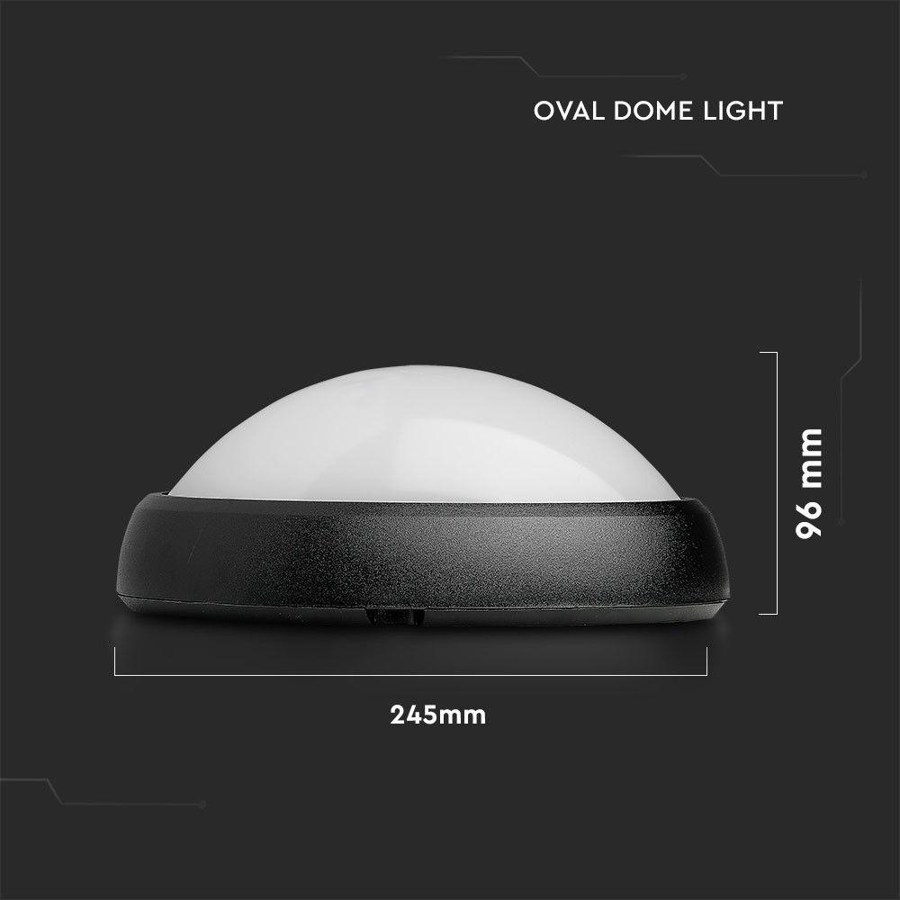 VT-8016 12W FULL OVAL IP54 DOME LIGHT 4000K BLACK BODY