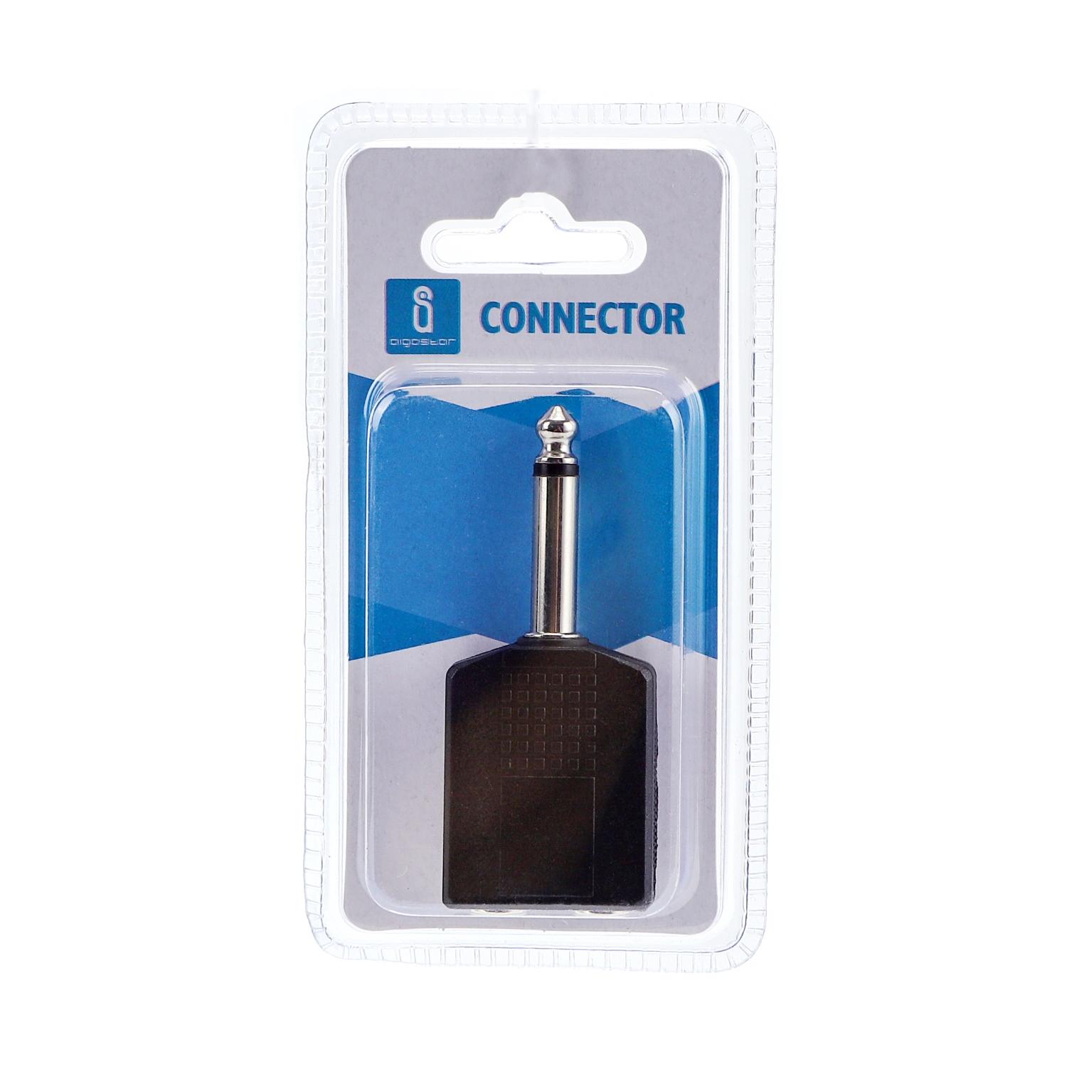 Audio/Video Connector 6.35 Male to 2*6.35 Female Black